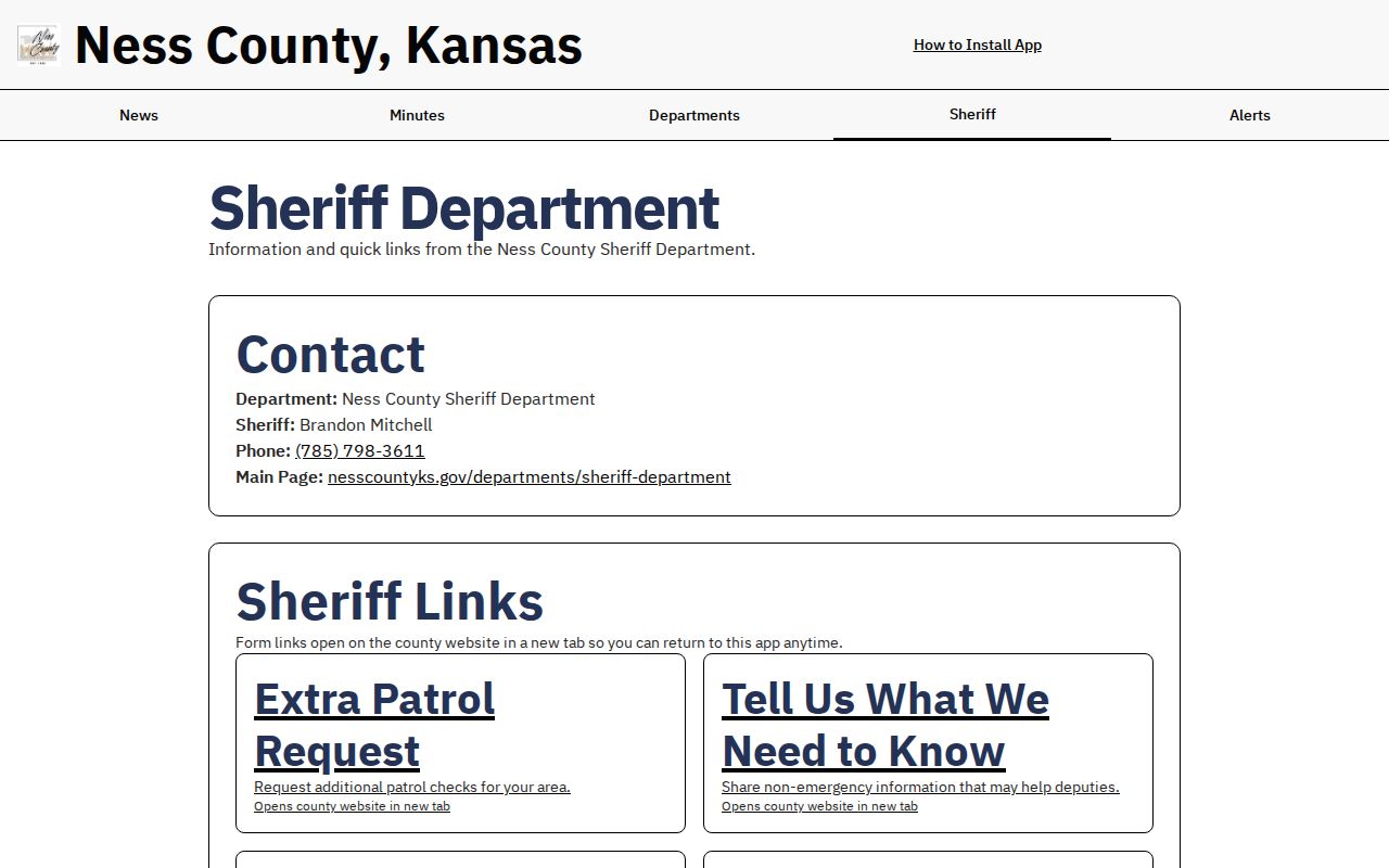 Ness County 24 hour release list Sheriff app review